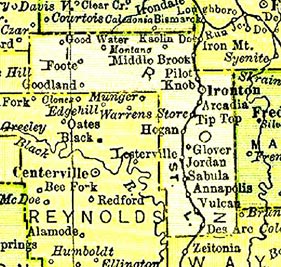 1895 Map Arcadia Valley Region & Black River Recreation Area